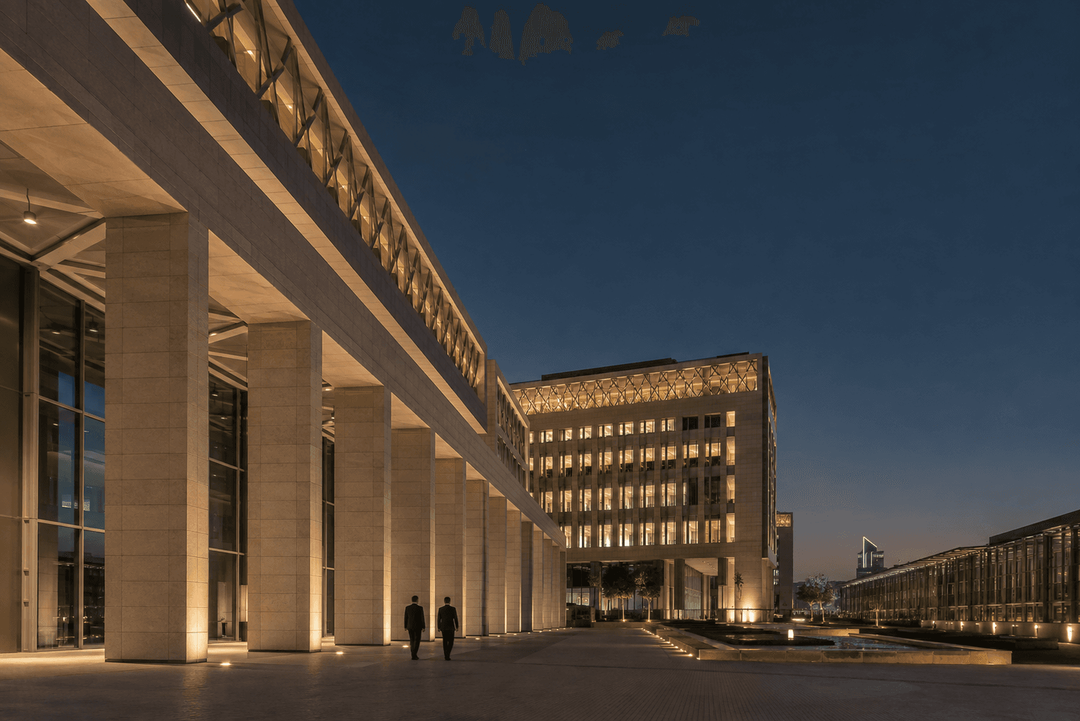 DIFC architecture at blue hour